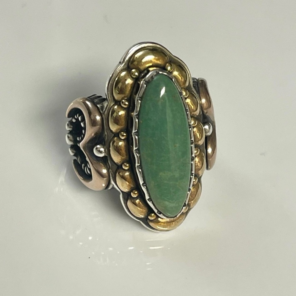Vintage Carolyn Pollack Green Turquoise Ring Size 7